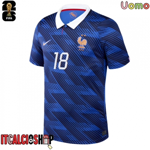 Francia Warren Zaire-Emery #18 Prima Maglia Mondiali 2026 Manica Corta